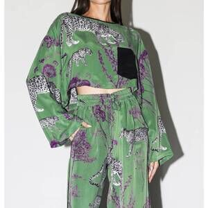 NEW NILUU wildesse long sleeve crop tee in lennon